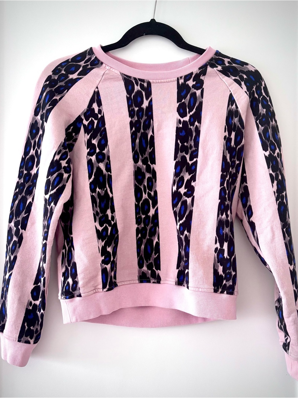 MSGM Women's Pink Leopard-Stripe Pullover Sweatshirt Size XS NWOT